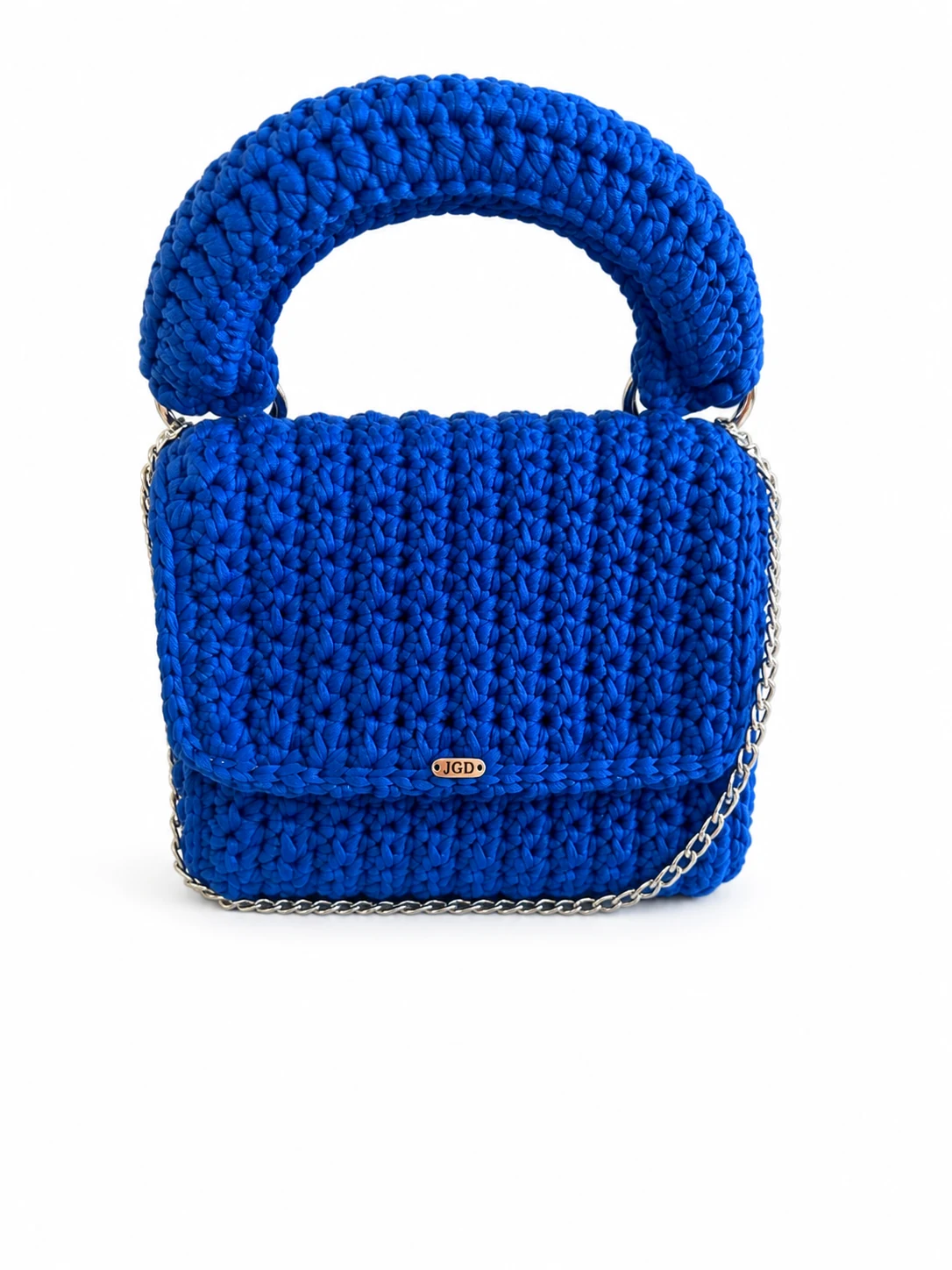Bolso estructurado Azul Cobalto tejido a mano con asa superior
