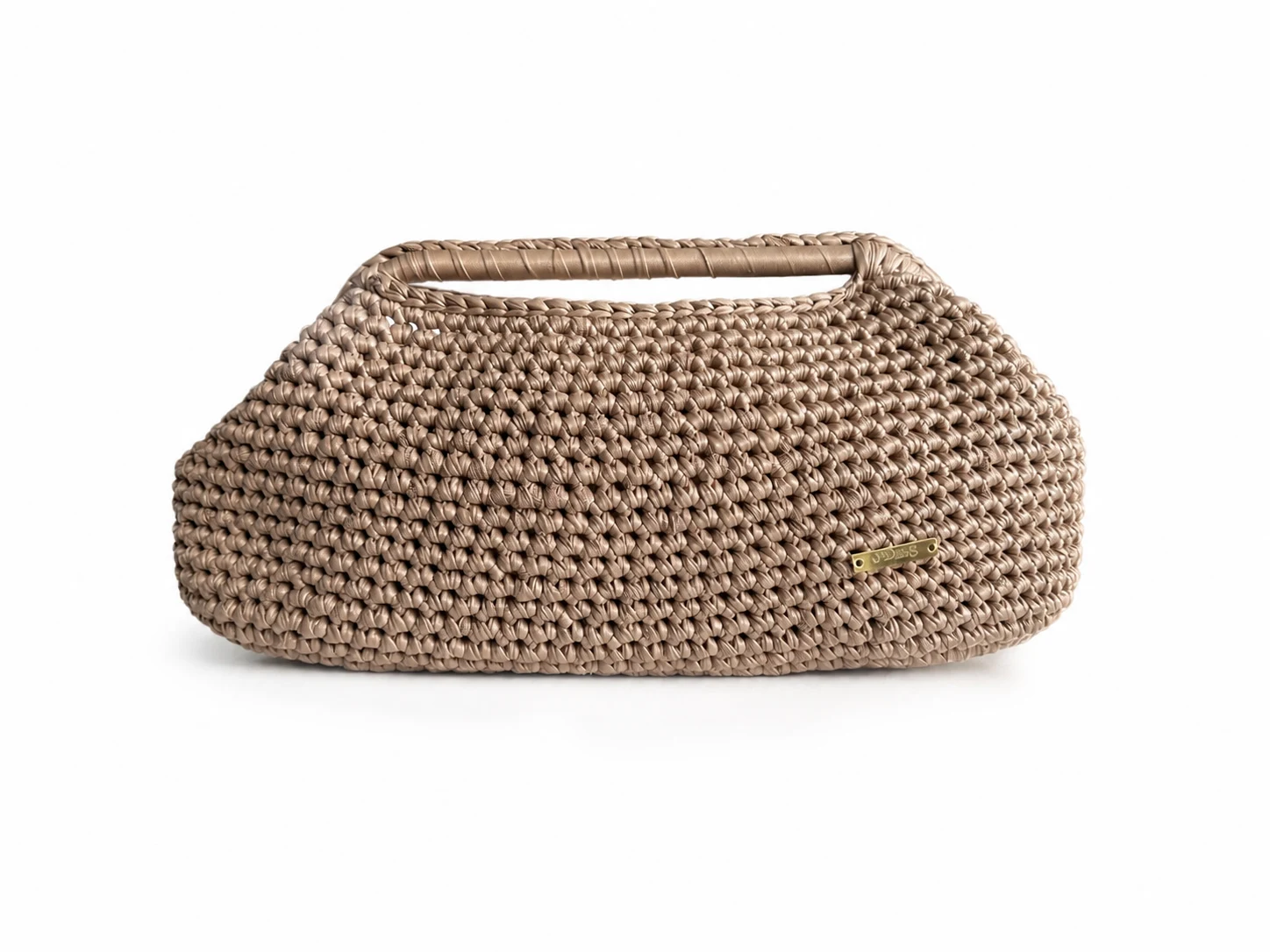Bolso de mano Bruma Taupe tejido con asa rectangular integrada
