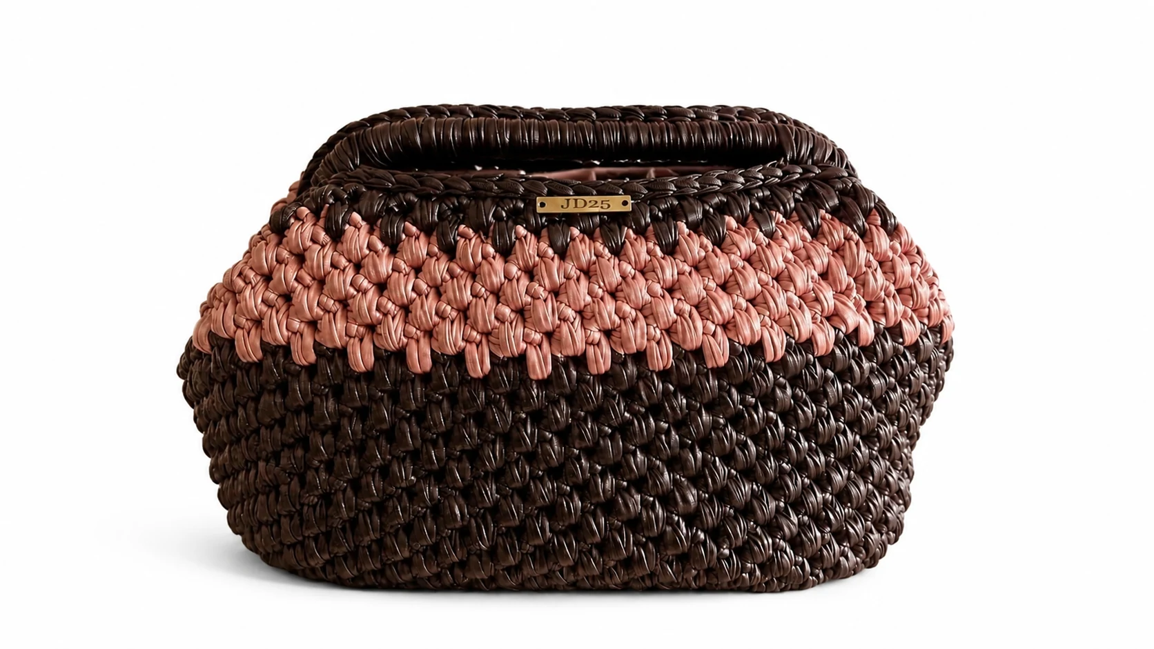 Bolso de mano Cacao Rosa tejido en marrón y rosa empolvado